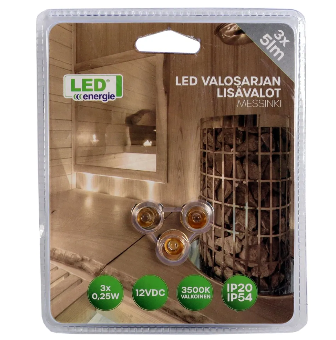 LED ENERGIE LISÄLAMPUT 3 KPL LED VALOSARJAAN 7031, MESSINKI