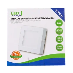 LED ENERGIE PANEELIVALAISIN LED 6W, 370LM, PINTA, 3CCT+HIMMENNE