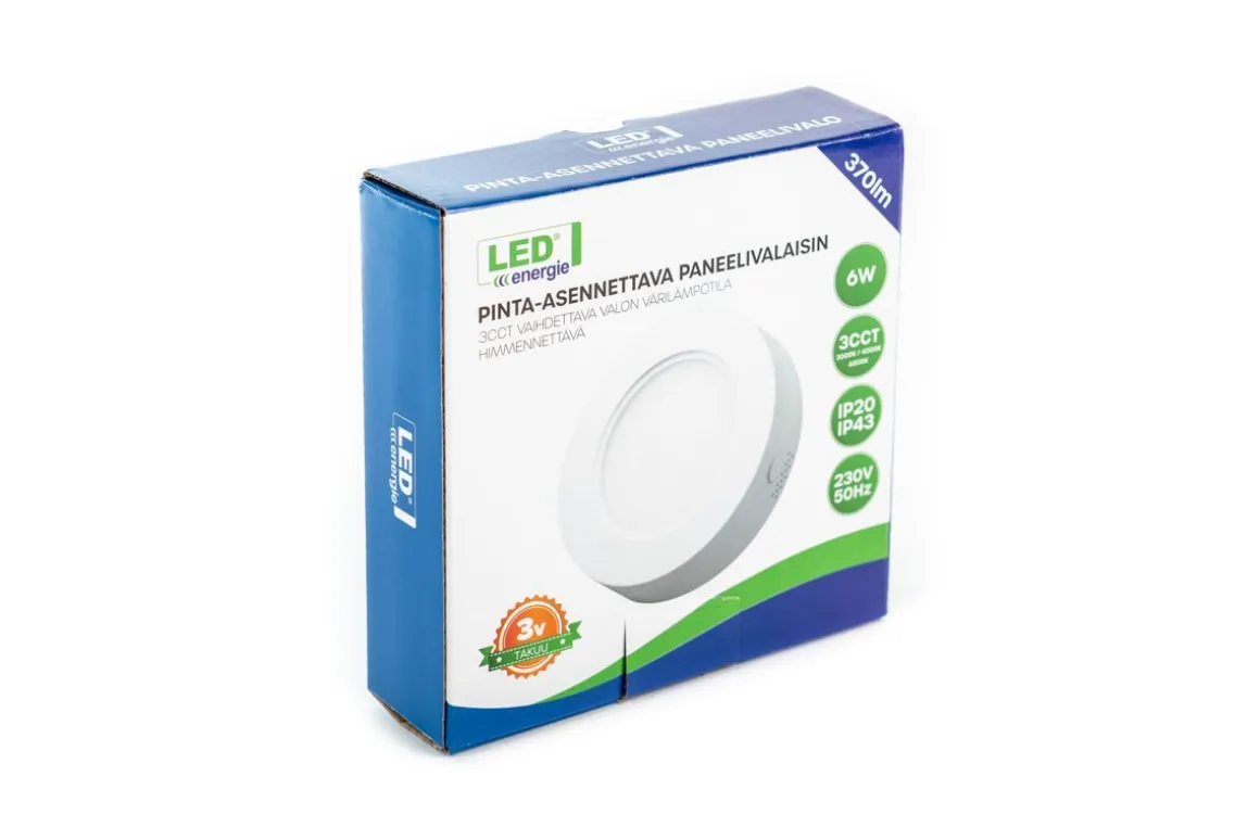 LED ENERGIE PANEELIVALAISIN LED 6W, 370LM, PINTA, 3CCT + HIMMEN