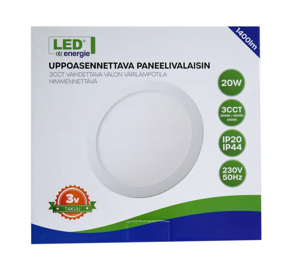 LED ENERGIE PANEELIVALAISIN LED 20W, 1400LM, UPPO, 3CCT+HIMMENN
