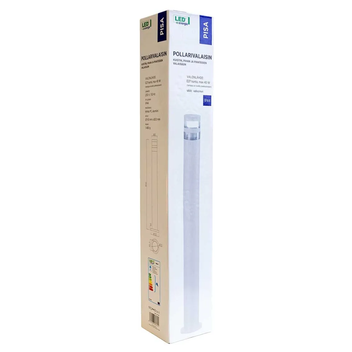 LED ENERGIE POLLARIVALAISIN BONN E27, 800MM, PYÖREÄ,VALKOINEN