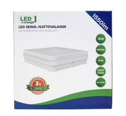LED ENERGIE SEINÄ-/KATTOVALAISIN IP44 1550LM 18W 4000K, VALKOINEN