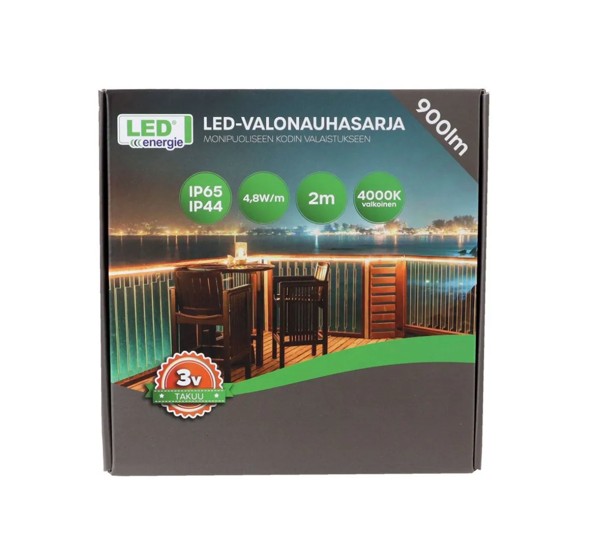 LED ENERGIE VALONAUHASARJA 2M 9,6W 900LM 4000K IP44/IP65