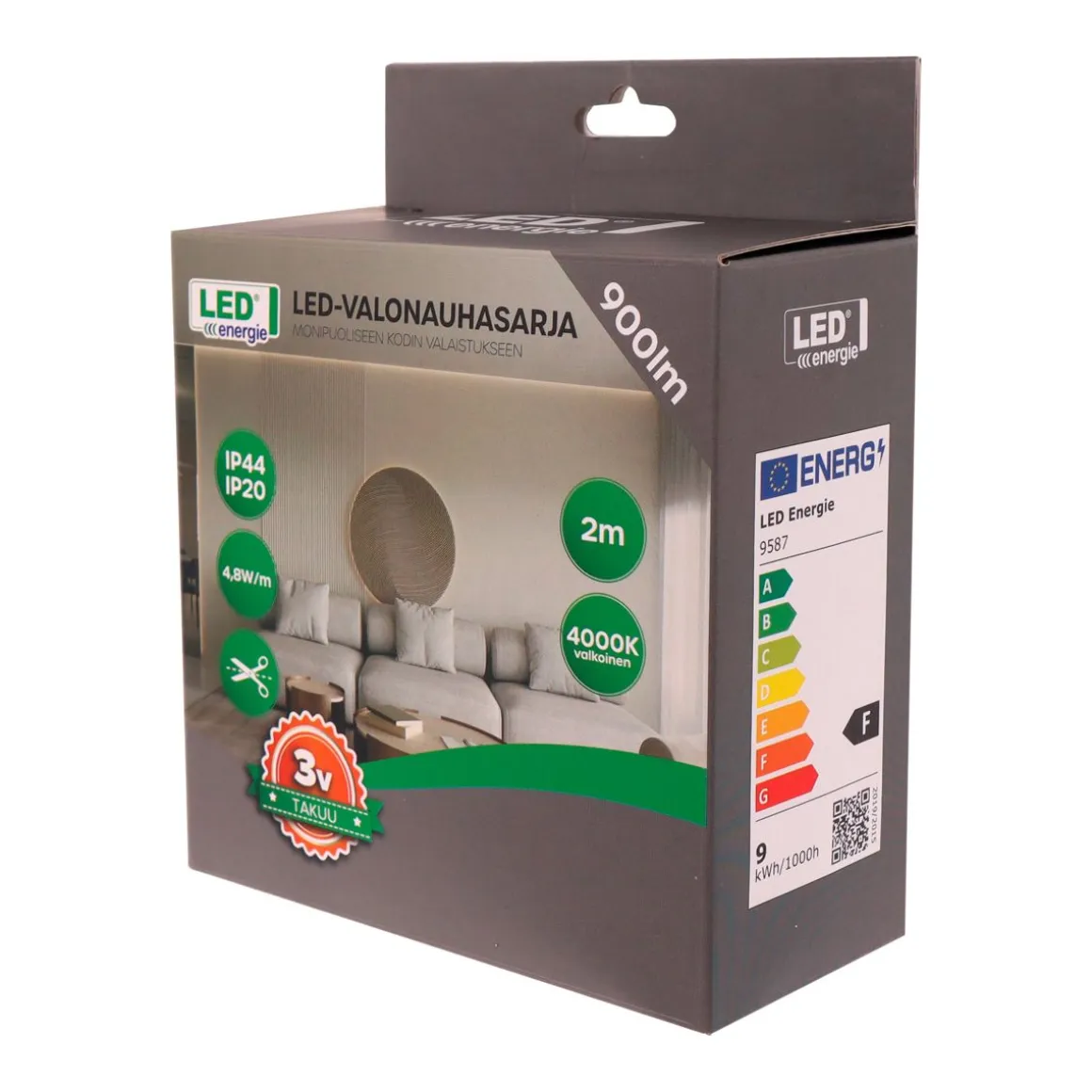 LED ENERGIE VALONAUHASARJA 2M 9,6W 900LM 4000K IP20/IP44
