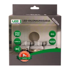 LED ENERGIE VALONAUHASARJA 2M 9,6W 900LM 4000K IP20/IP44