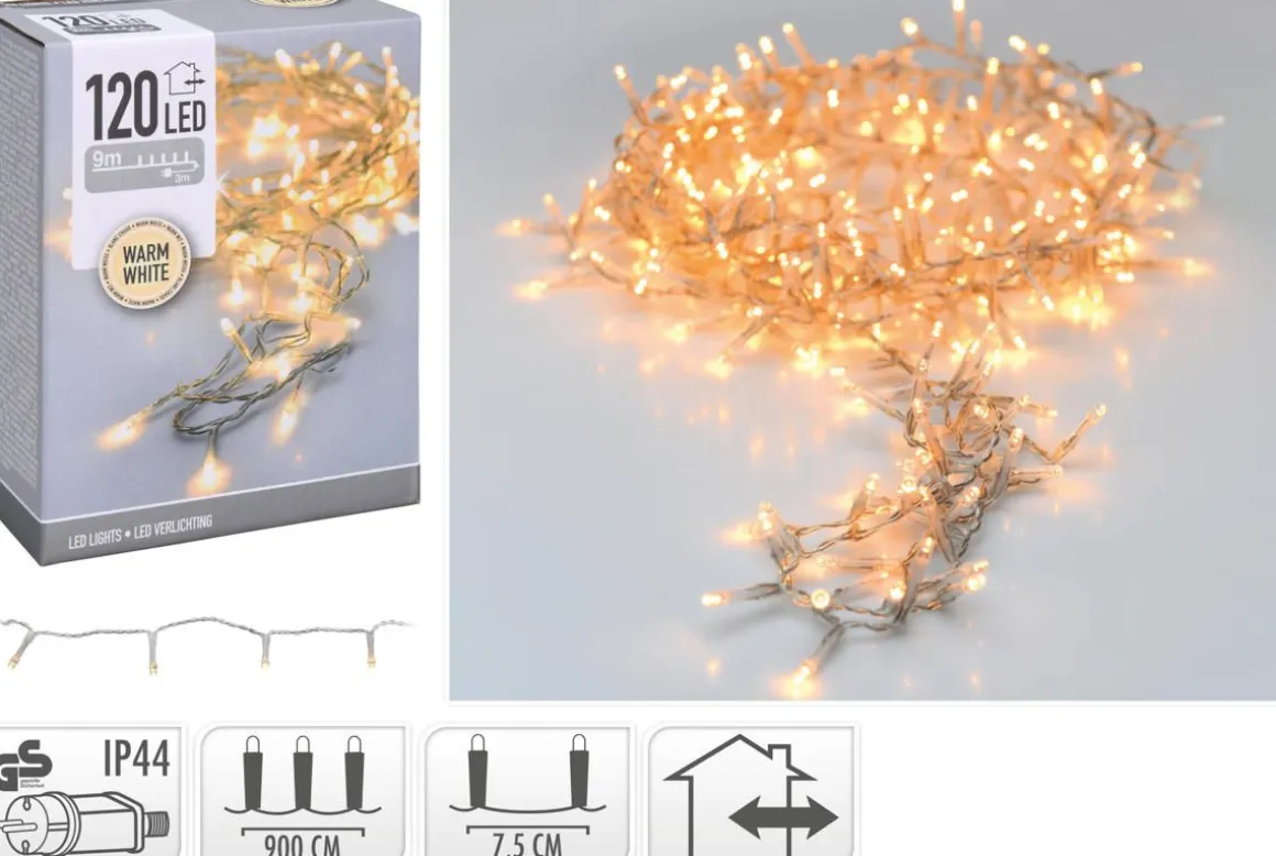 LED 120 PERUSVALOSARJA LÄMMIN VALKOINEN, VAALEA JOHTO, SISÄ- JA