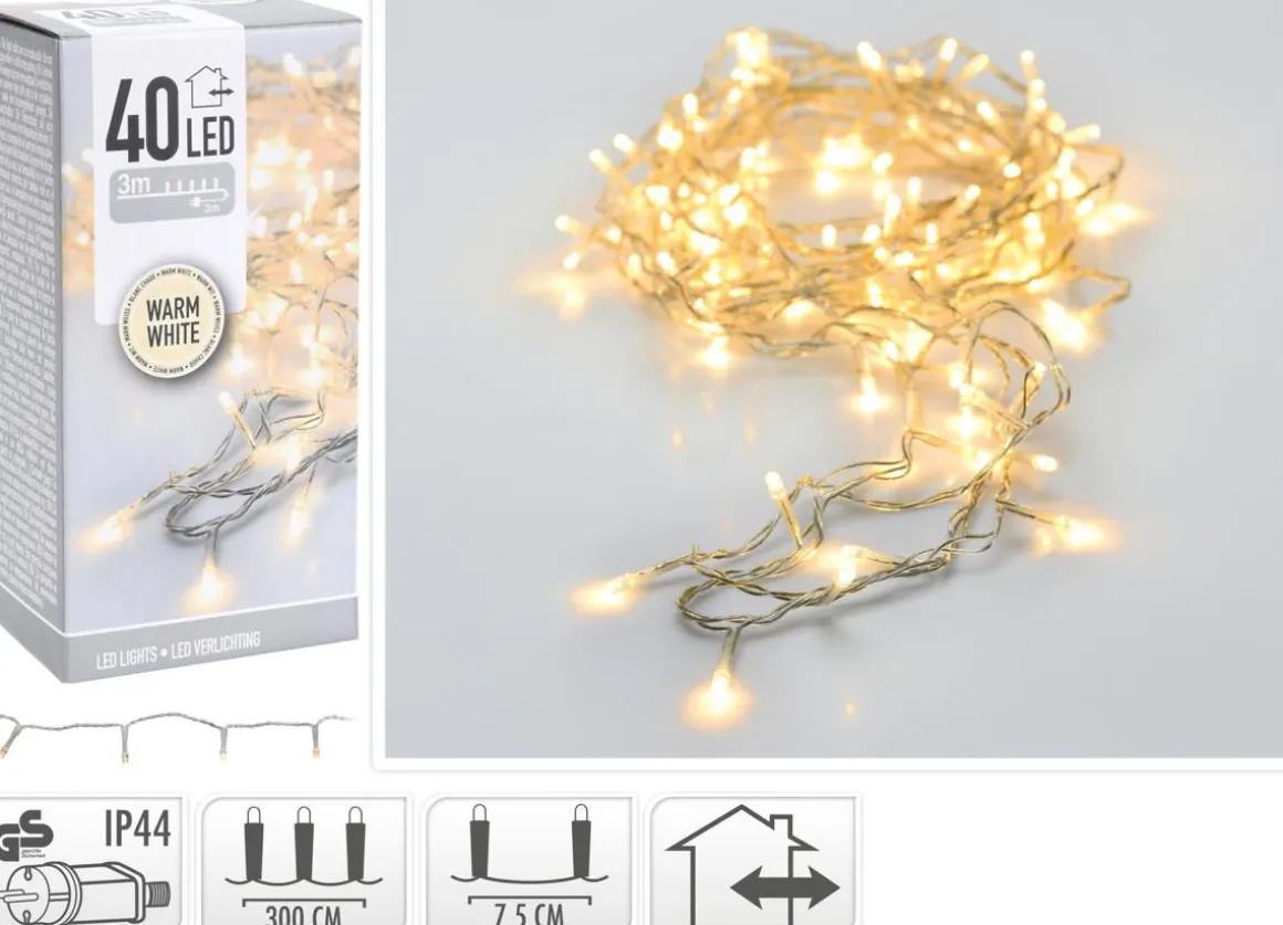 LED 40 PERUSVALOSARJA LÄMMIN VALKOINEN, VAALEA JOHTO, SISÄ- JA