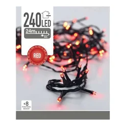 LED 240 VALOSARJA PUNAINEN, TUMMA JOHTO, SISÄ- JA ULKOKÄYTTÖ