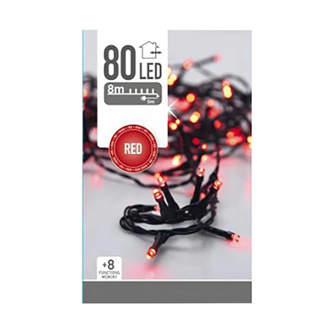 LED 80 VALOSARJA PUNAINEN, TUMMA JOHTO, SISÄ- JA ULKOKÄYTTÖ