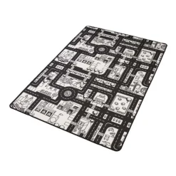 LIIKENNEMATTO 100X150 MUSTA/VALKO