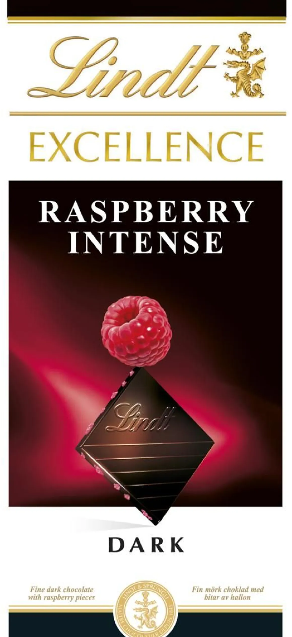 LINDT EXCELLENCE VADELMA TUMMASUKLAALEVY 100 G
