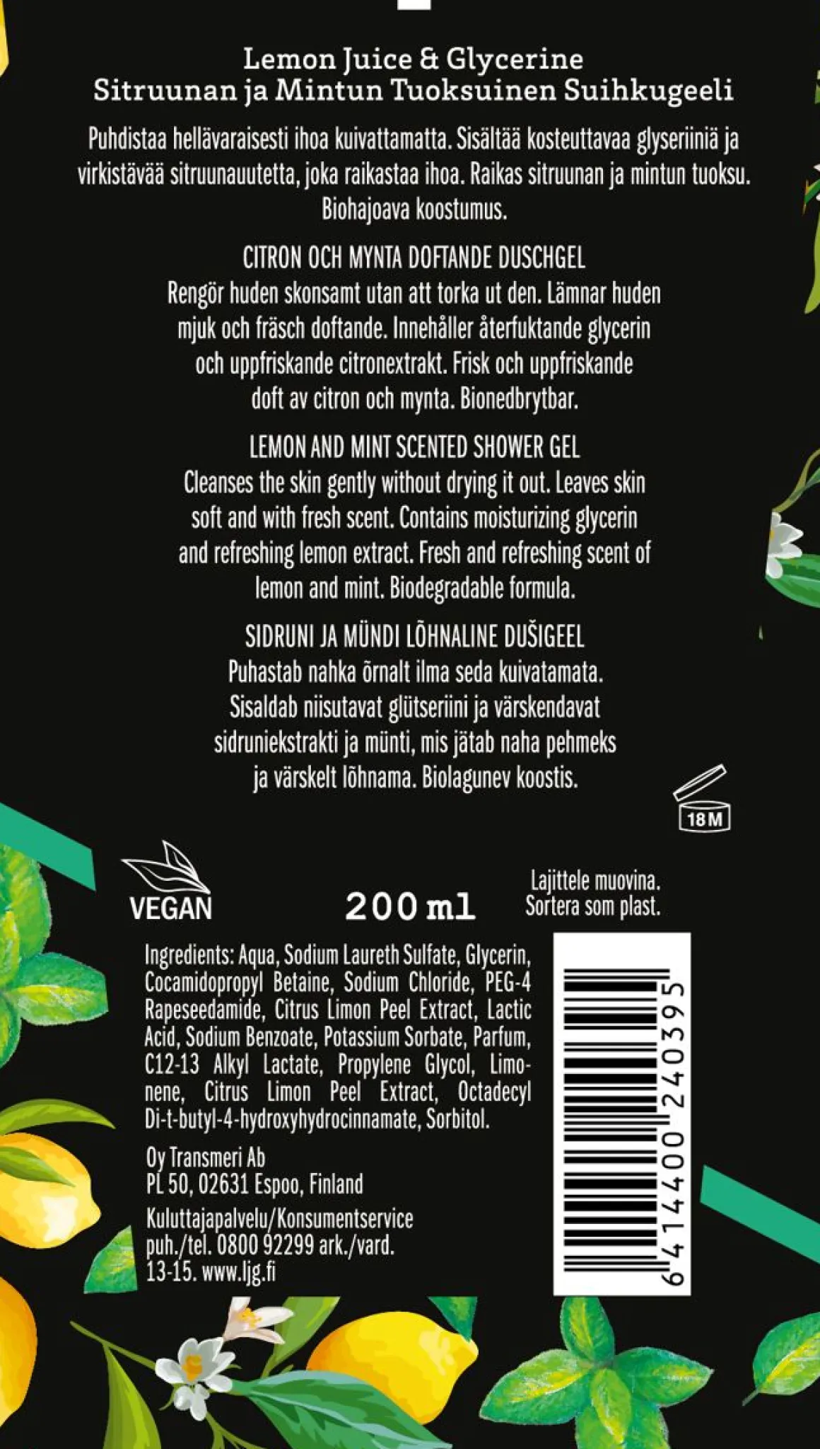 LJG SUIHKUGEELI SITRUUNA-MINTTU 200 ML