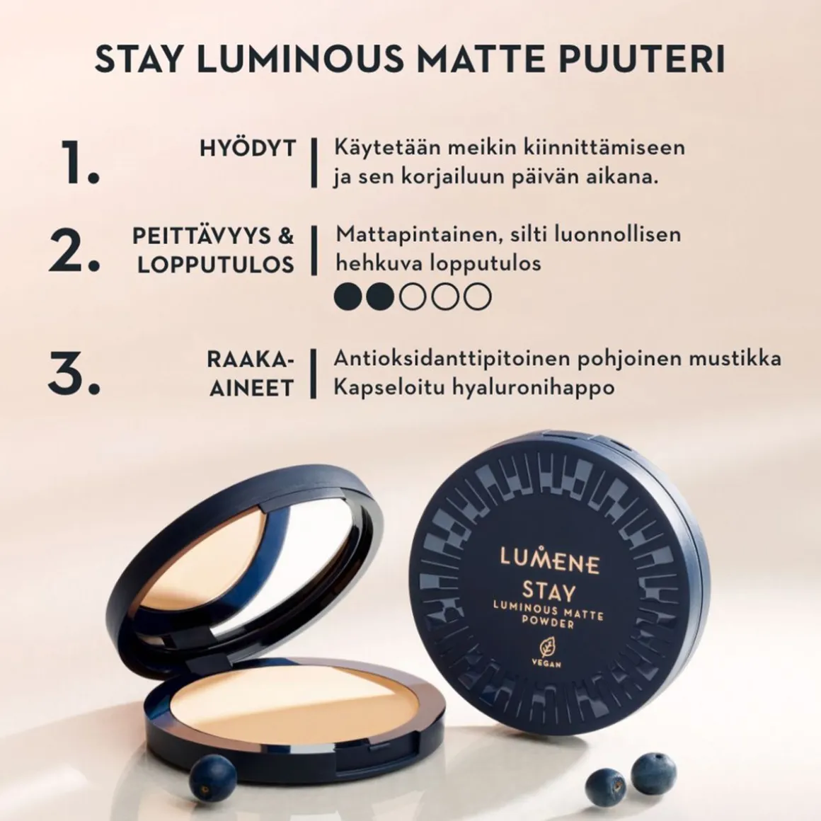LUMENE STAY LUMINOUS MATTE PUUTERI 3