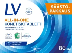 LV ALL-IN-ONE KONETISKITABLETTI SÄÄSTÖPAKKAUS 80 KPL