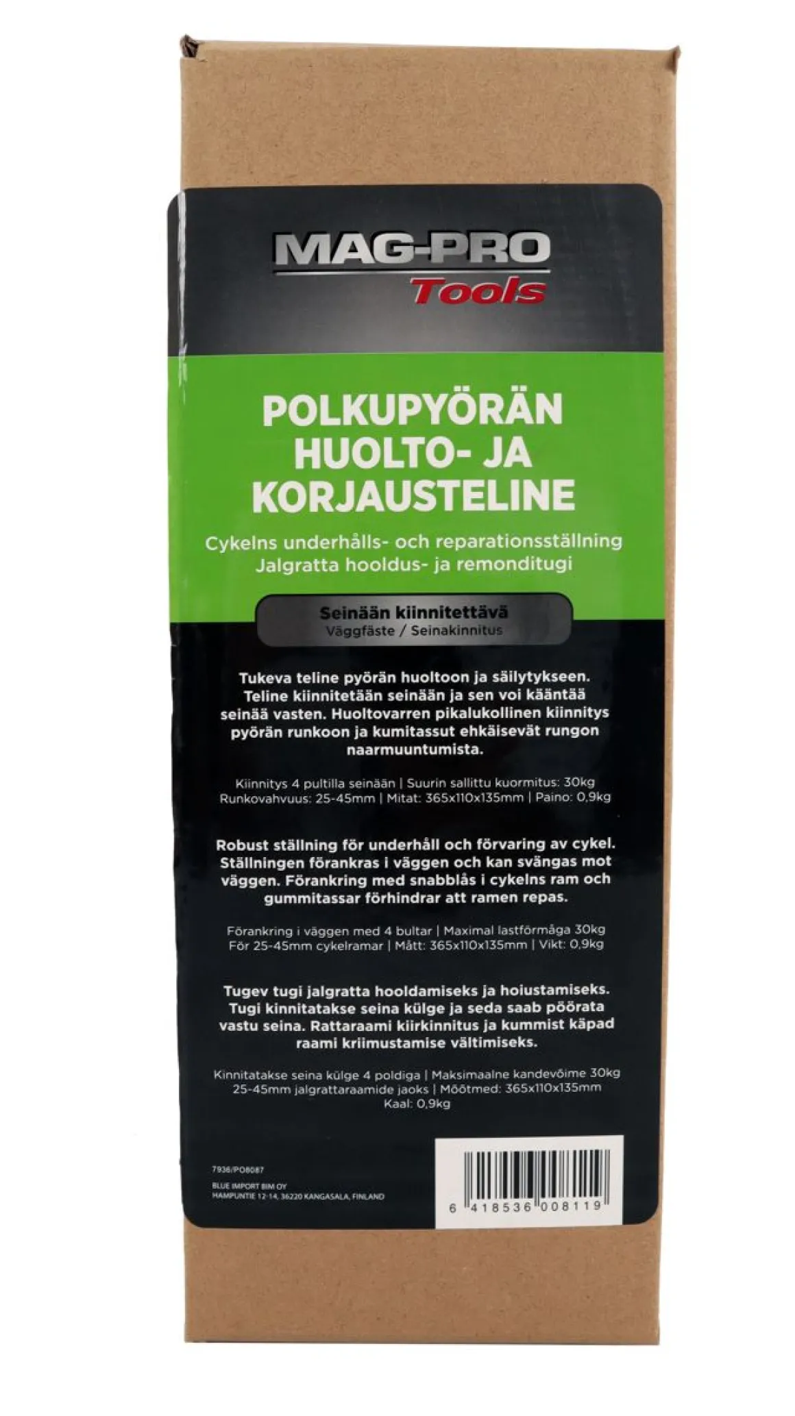 MAG-PRO TOOLS POLKUPYÖRÄN HUOLTO- JA KORJAUSTELINE SEINÄÄN, TERÄS