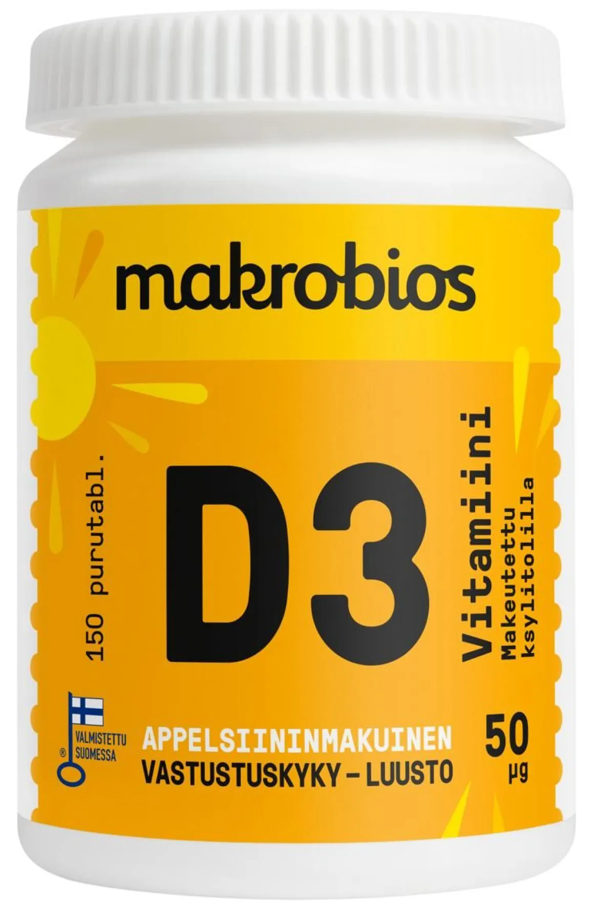 MAKROBIOS D-VITAMIINI 50 MCG PURUTABLETTI 150 KPL