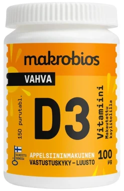MAKROBIOS D3-VITAMIINI APPELSIINI 100MCG TABLETTI 150 KPL