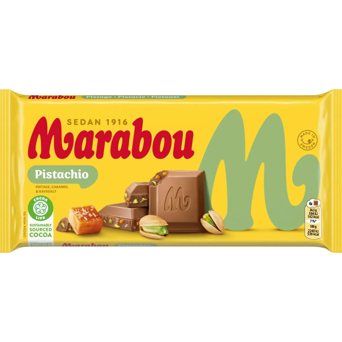 MARABOU PISTACHIO, CARAMEL & SEA SALT SUKLAALEVY 185 G