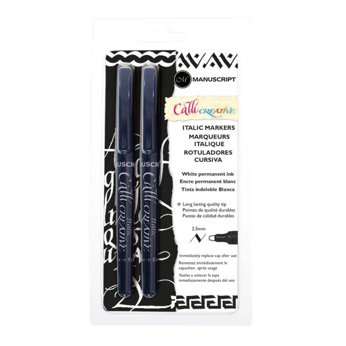 MC CALLICREATIVE WHITE MARKERS 2,5MM 2KPL BLISTER