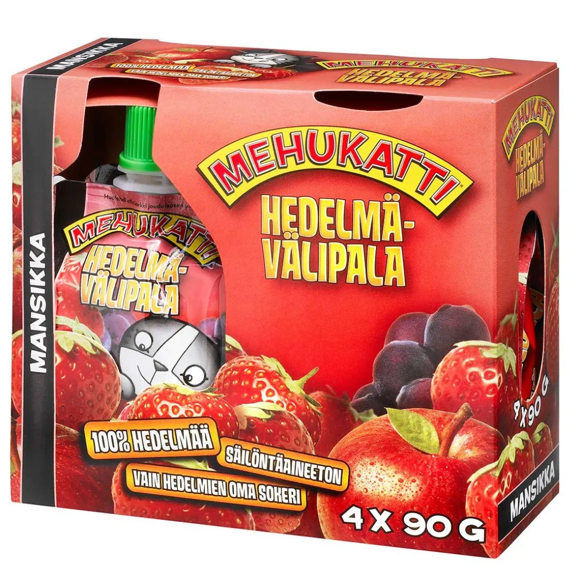 MEHUKATTI HEDELMÄVÄLIPALA MANSIKKA 4-PACK 360 G
