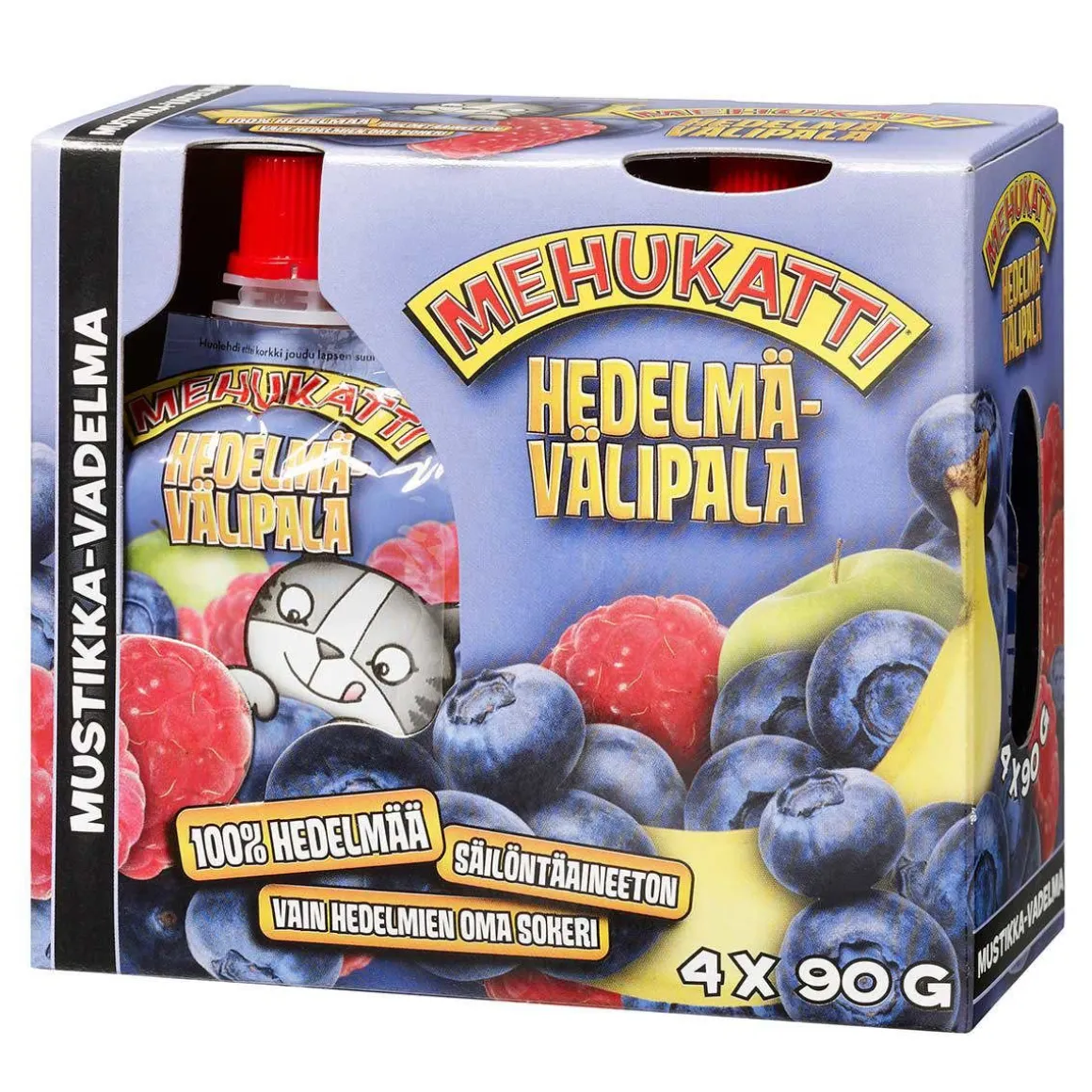 MEHUKATTI HEDELMÄVÄLIPALA MUSTIKKA-VADELMA 4-PACK 360 G