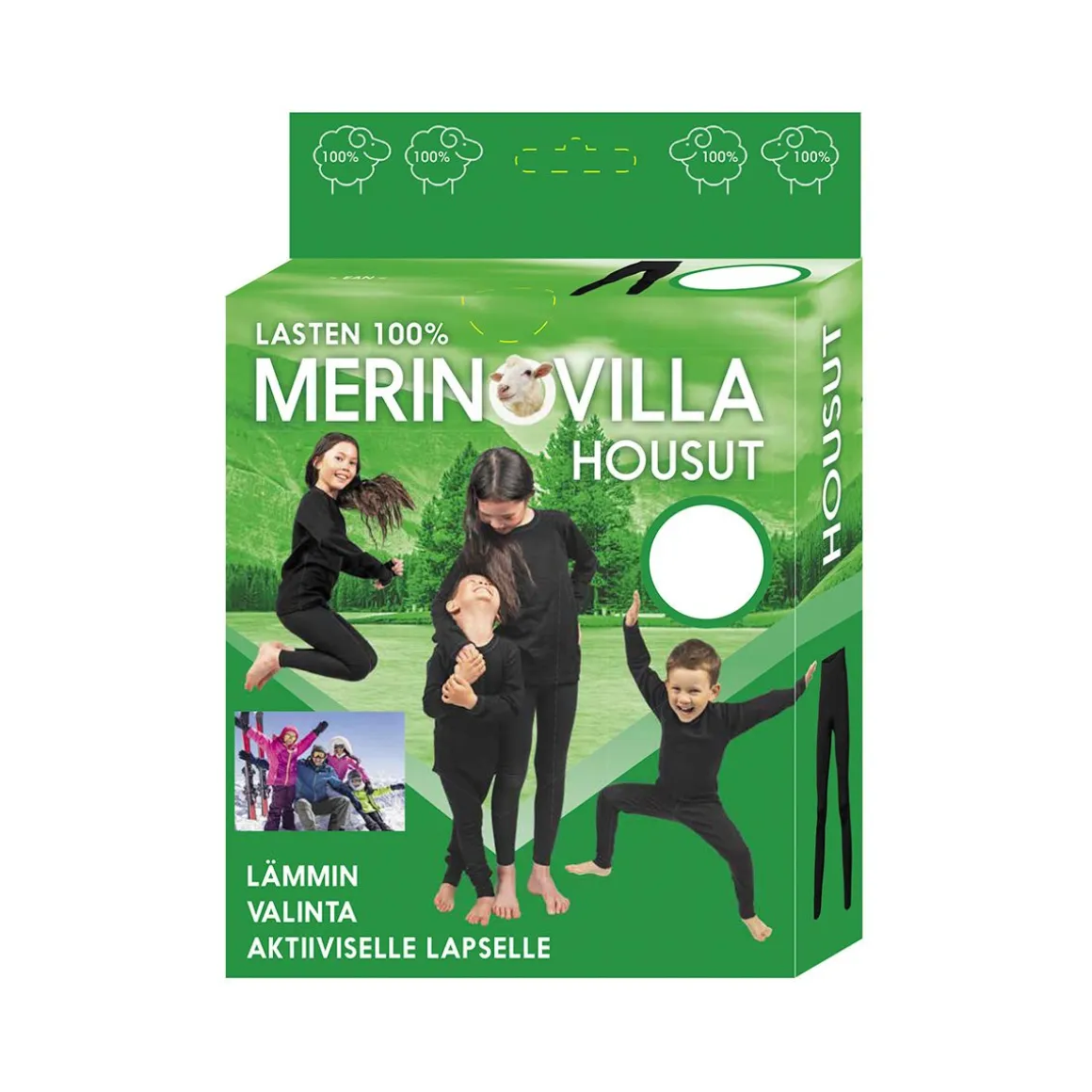 100% MERINOVILLA PITKÄT ALUSHOUSUT LASTEN 100