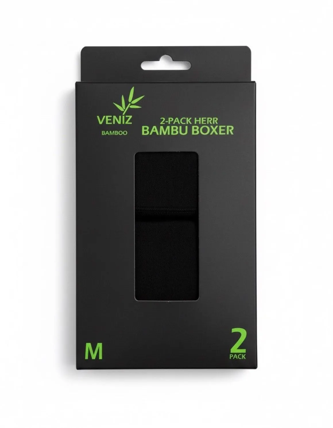 MIESTEN BAMBUBOKSERIT MUSTA 2-PACK S