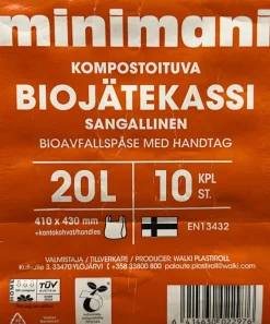 MINIMANI BIOJÄTEKASSI 20L SANGALLINEN 10 KPL