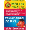 MÖLLER OMEGA-3 PIKKUKALAT SÄÄSTÖPAKKAUS VADELMAINEN 72 KPL