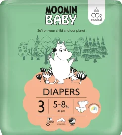 MOOMIN BABY DIAPERS TEIPPIVAIPPA 3 5-8 KG 48 KPL