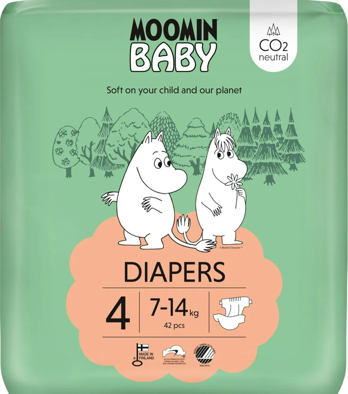 MOOMIN BABY DIAPERS TEIPPIVAIPPA 4 KPL 7-14 KG 42 KPL