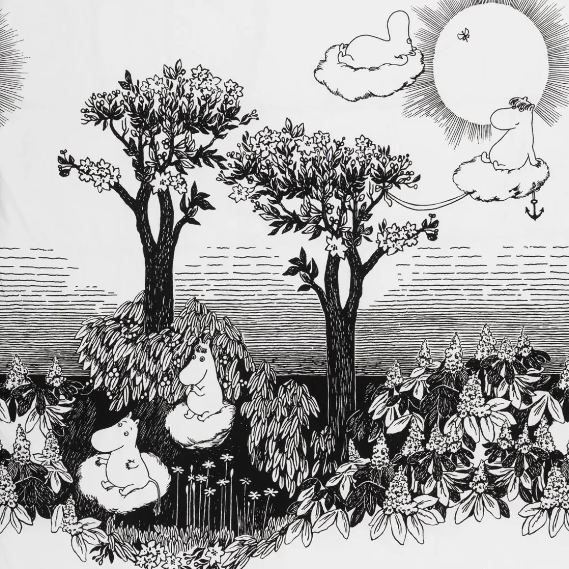 MOOMIN PUSSILAKANASETTI UNELMOIDAAN 150X210+50X60CM MUSTA-V