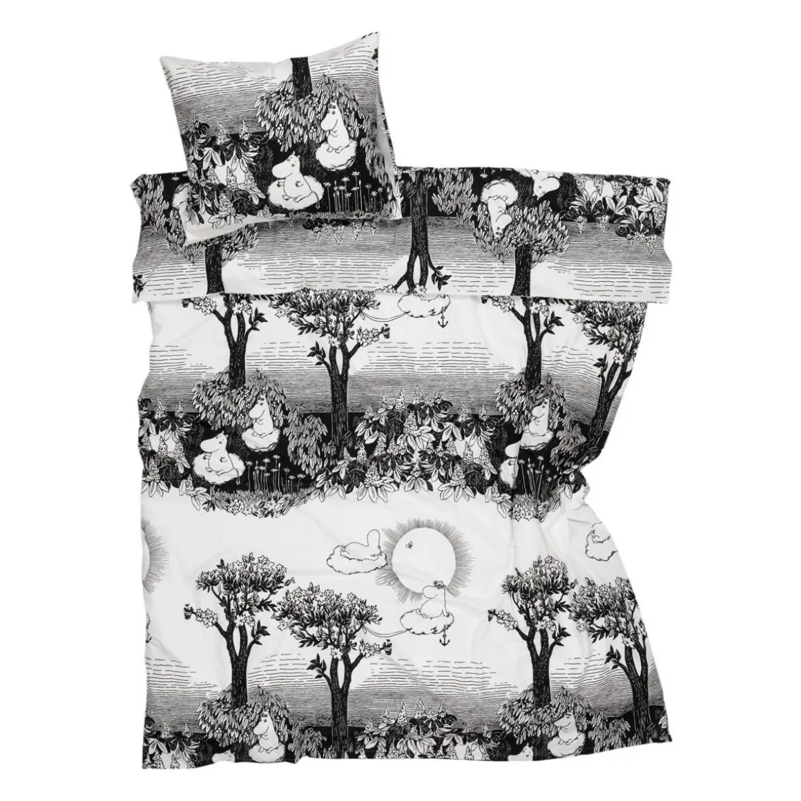 MOOMIN PUSSILAKANASETTI UNELMOIDAAN 150X210+50X60CM MUSTA-V