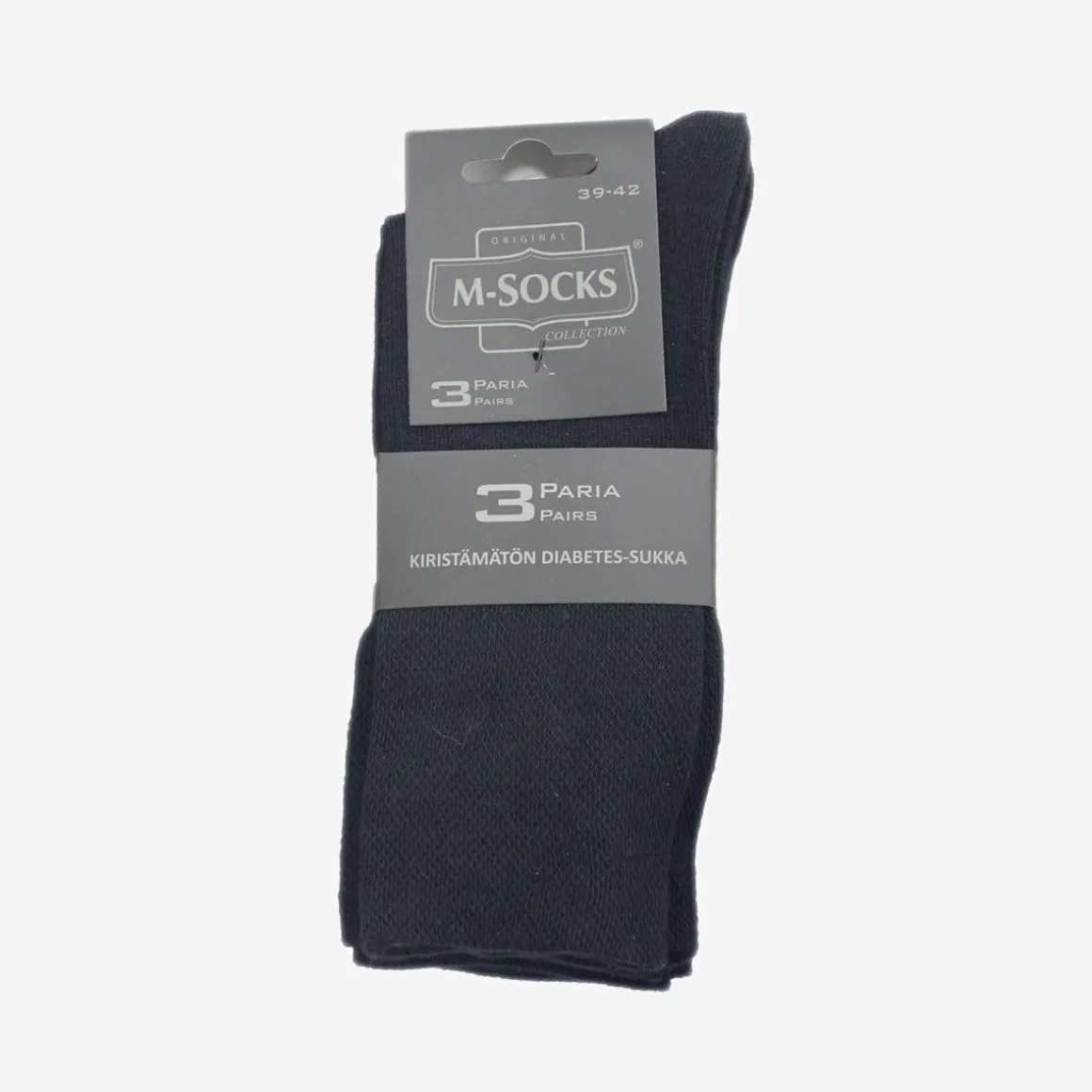 M-SOCKS DIABETESSUKAT 3 PR MUSTAT 39/42
