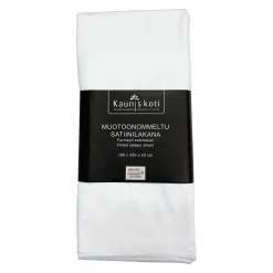 MUOTOONOMMELTU SATIINI ALUSLAKANA 180X200+20CM VALKOINEN