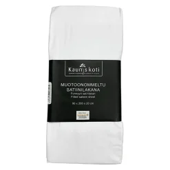 MUOTOONOMMELTU SATIINIALUSLAKANA 90X200+20CM VALKOINEN