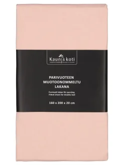 MUOTOONOMMELTU ALUSLAKANA 160X200+20CM ROOSA