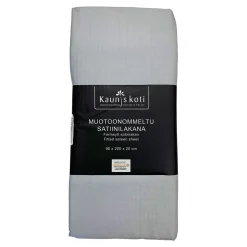 MUOTOONOMMELTU SATIINIALUSLAKANA 90X200+20CM VAALEANHARMAA