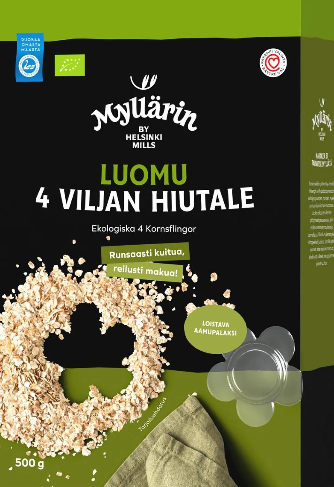 MYLLÄRIN LUOMU 4-VILJAN HIUTALE 500 G