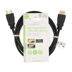 NEDIS HIGH SPEED HDMI-KAAPELI ETHERNET HDMI-LIITIN 1,5 M MUSTA