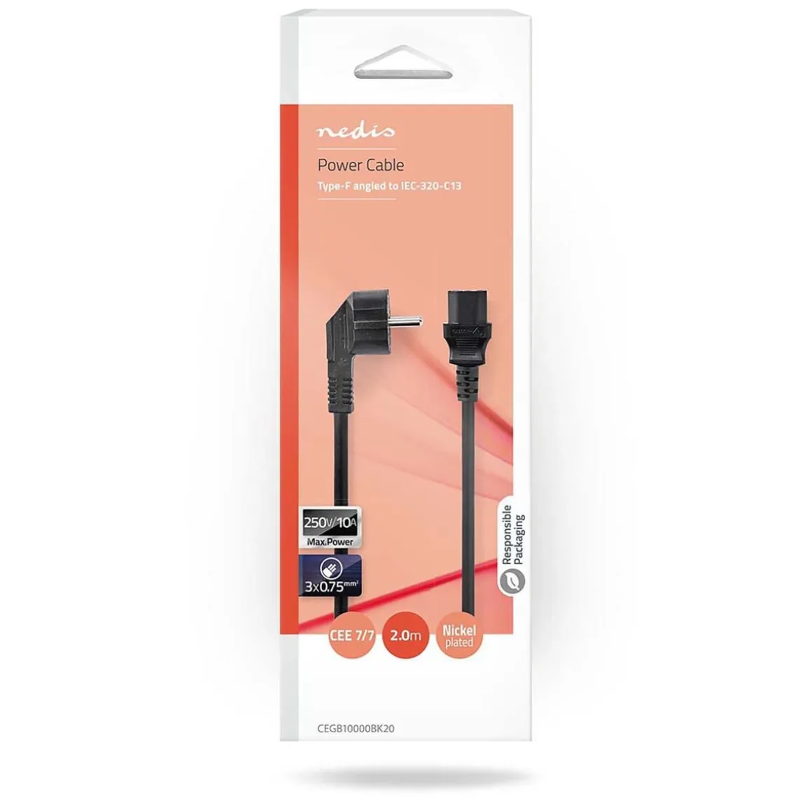 NEDIS SCHUKO VIRTAKAAPELI SCHUKO UROS - IEC-320-C13 2 M MUSTA