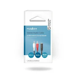 NEDIS STEREOÄÄNIKAAPELI 2X RCA UROS - 3.5 MM NAARAS 0.20 M MUST