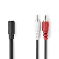 NEDIS STEREOÄÄNIKAAPELI 2X RCA UROS - 3.5 MM NAARAS 0.20 M MUST