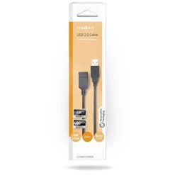 NEDIS USB 2.0 JATKOKAAPELI USB A UROS - USB A NAARAS PYÖREÄ 2 M