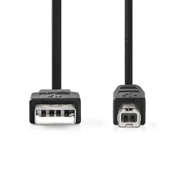 NEDIS USB 2.0 KAAPELI USB A UROS - USB-B MALE PYÖREÄ 2 M MUSTA
