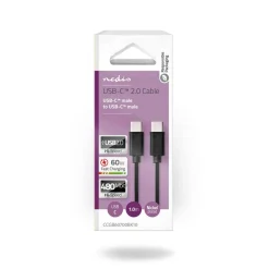 NEDIS USB 2.0 KAAPELI USB-C UROS - USB-C UROS 1 M MUSTA