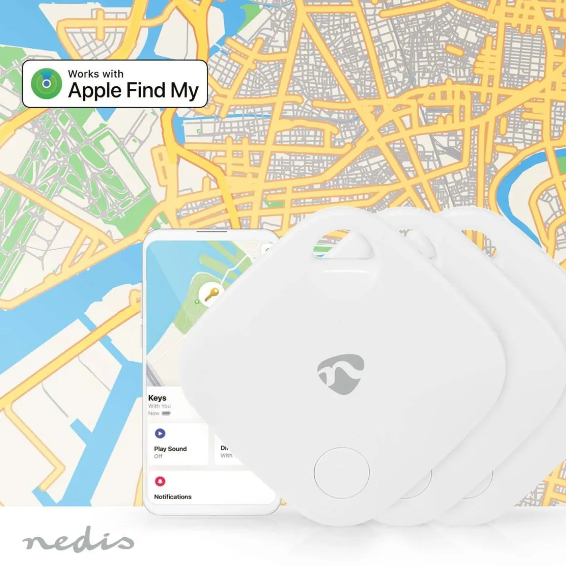 NEDIS AVAIMENPERÄPAIKANNIN | APPLE FIND MY - YHTEENSOPIVA | 3KP
