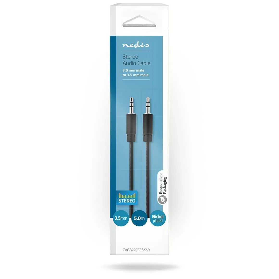 NEDIS STEREOÄÄNIKAAPELI 3.5 MM UROS - 3.5 MM UROS 5 M MUSTA