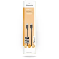 NEDIS USB 2.0 KAAPELI USB A UROS - USB A UROS PYÖREÄ 2 M MUSTA
