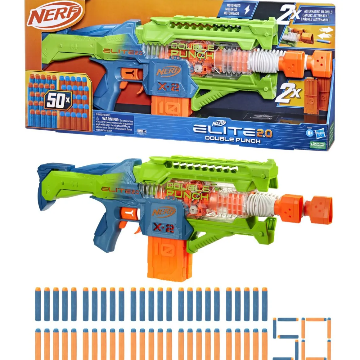 NERF ELITE 2.0 DOUBLEPUNCH MOOTTOROITU VAAHTOMUOVIAMMUSASE